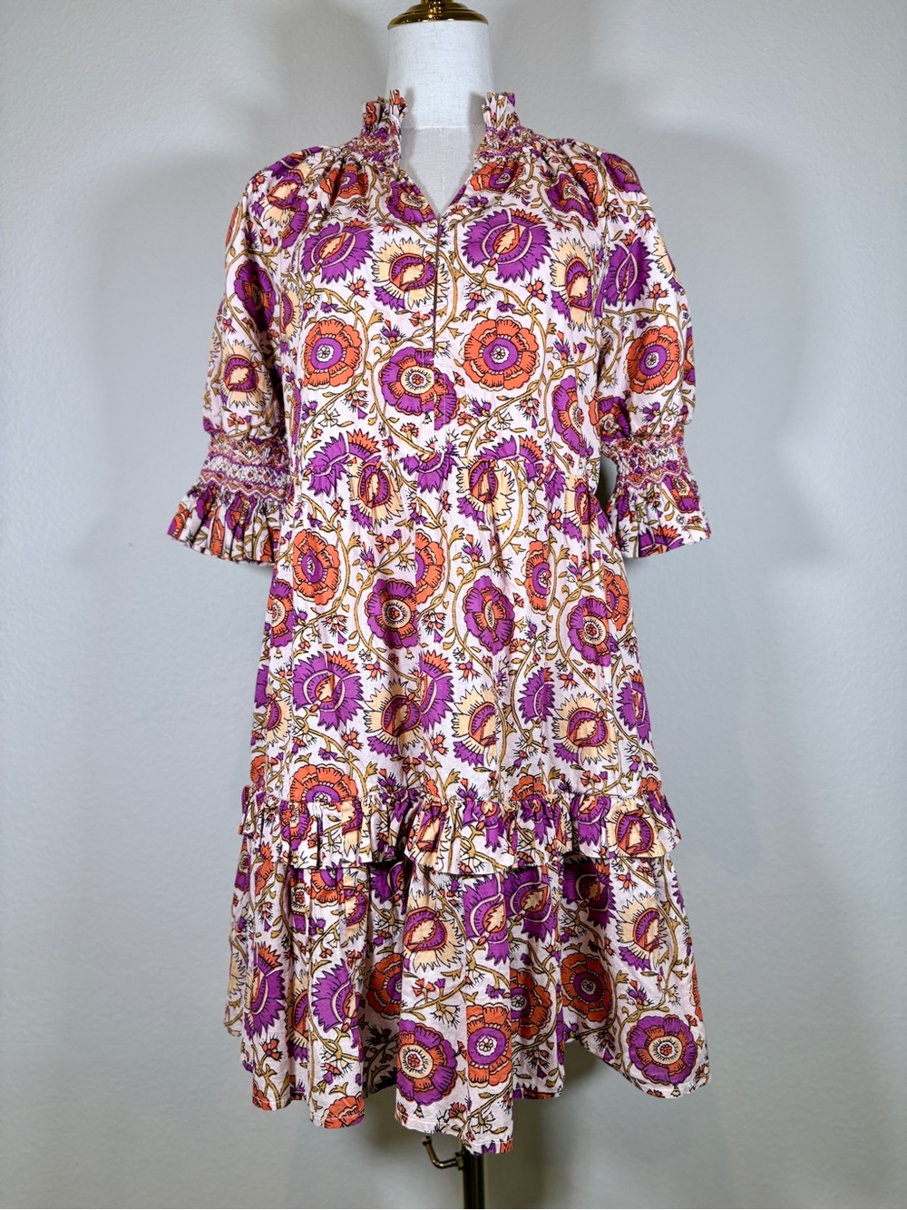 Figue 100% Cotton Halima Floral Vine Dress Size Medium - Picture 2 of 11